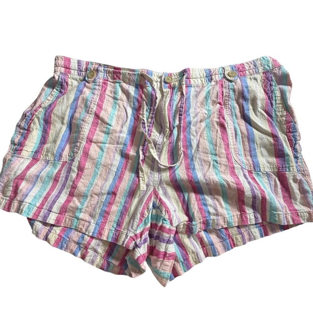 Torrid Linen Blend Shorts Size 20 Multicolor Stripe Pull On Summer Plus